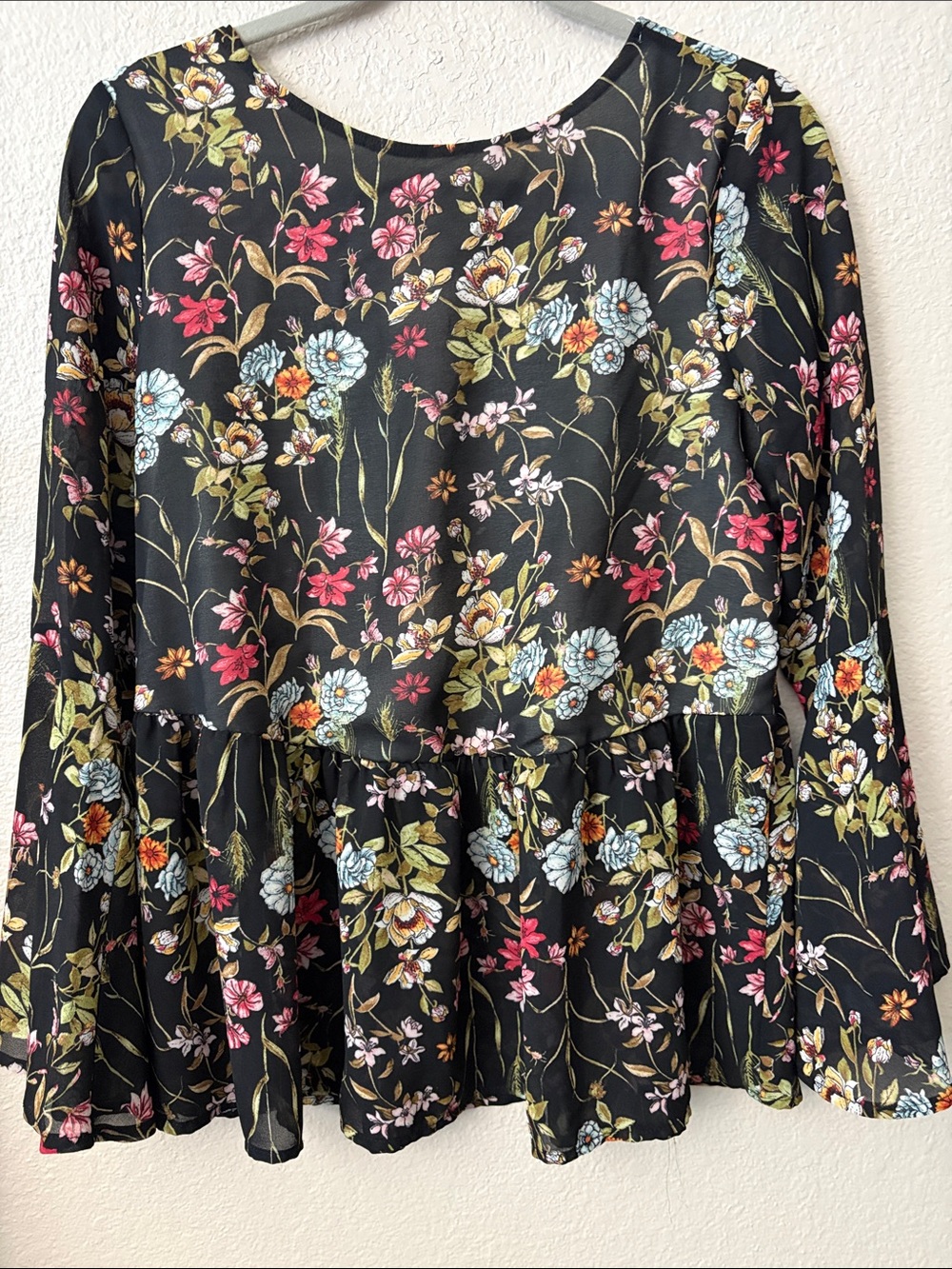 Ces Femme Black Floral A-Line Peplum Skirted Top🌺🌺🌺